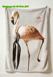 Hermès Flamingo Print Flannel Throw Blanket IMG_5148